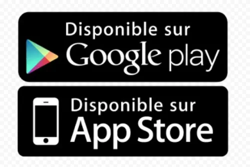 Bouton de téléchargement mobile Google Play et Apple Store
